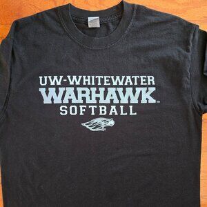UW Whitewater Warhawk Softball Long Sleeve M Black Top University College Gildan